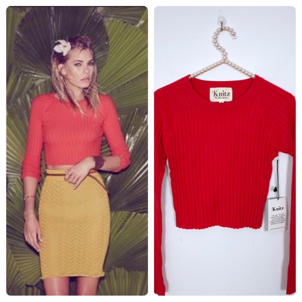 New For Love & Lemons Knitz Back To Basic Sweater